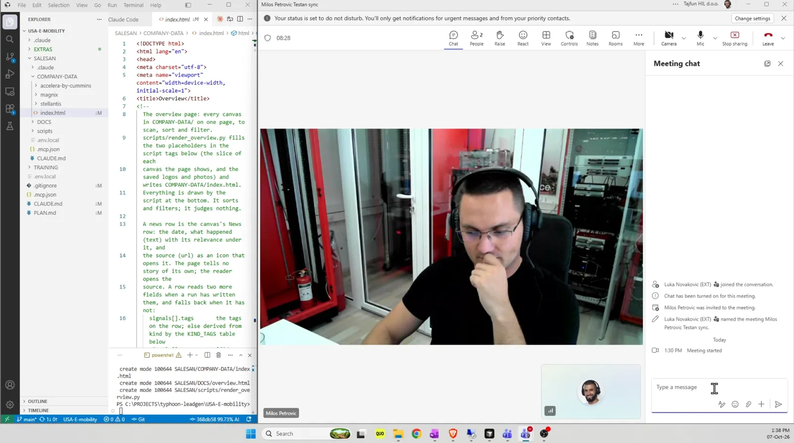 Remote session with an engineer, building an AI workflow in VS Code
