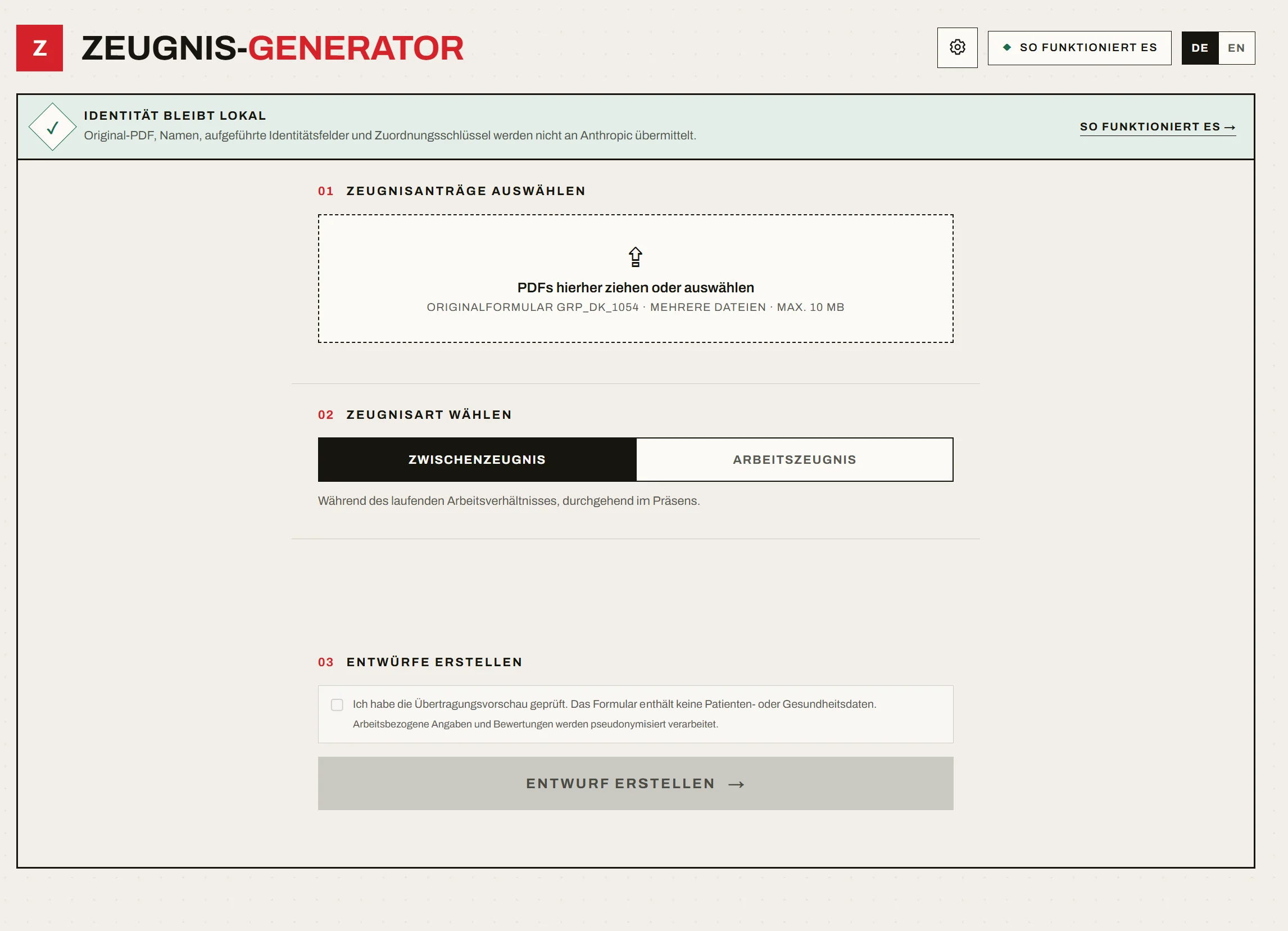 A custom AI workflow for generating German employment references